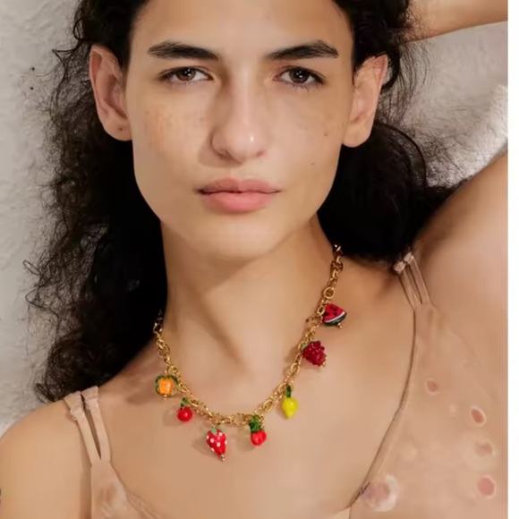 Tutti Frutti Charm 18K Gold Stainless Steel Waterproof Necklace - Picture 5 of 10